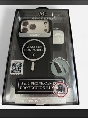 Oliver Gray Magsafe Compatible 3-in-1 iPhone Case - Black & Silver